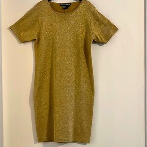 Nina Patrick Gold Shimmering Midi Dress Size L